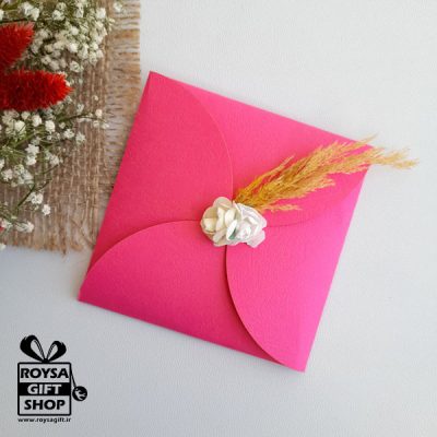 پاکت چهار طرف دالبوری مربع 10 سانتی صورتی