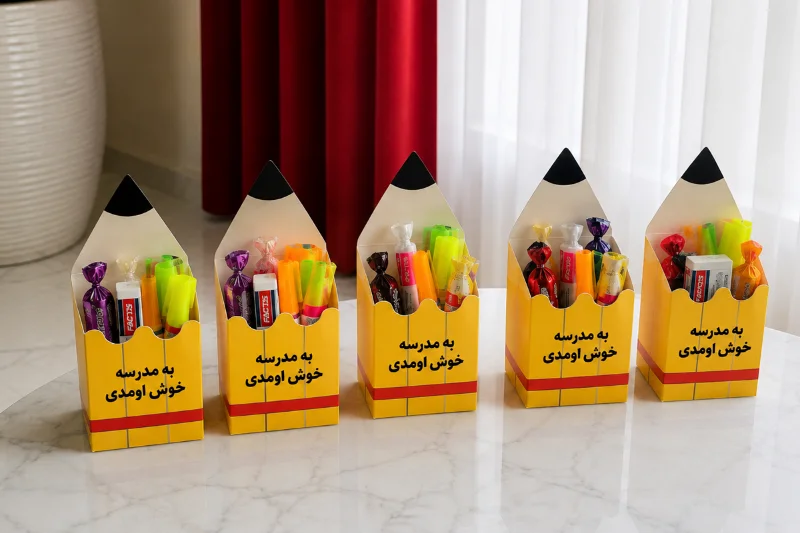 ۶ ایده و آموزش ساخت گیفت آغاز سال تحصیلی (به همراه طرحهای رایگان) گیفت باکس طرح مداد